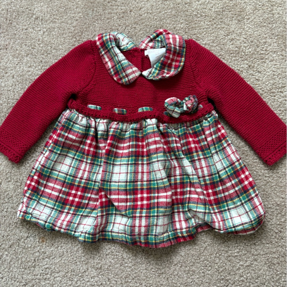 Shabby Chic Red and Green Plaid Kids Dress